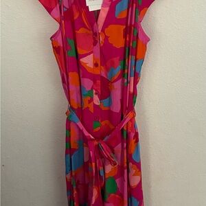 Sugarlips Vibrant Pink Floral Midi Dress